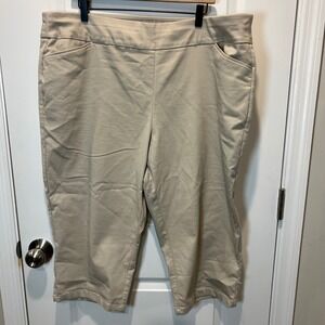 Croft & Barrow Womens Plus 22W Regular Beige Effortless Stretch Capri Pants